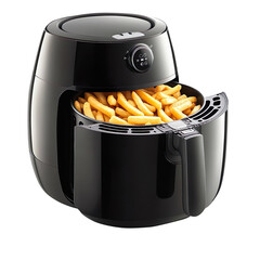 Air Fryer File. Black Electric Deep Fryer Front View. isolated on a white background