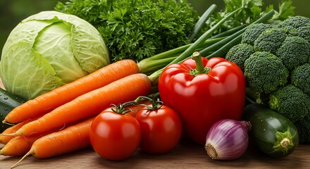 Close-Up of Fresh Vegetables with Vibrant Natural Lighting