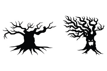 Vector Illustration of Halloween Tree Silhouette

