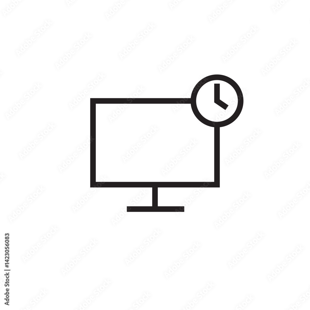 Poster computer timer icon editable outline stroke vector eps