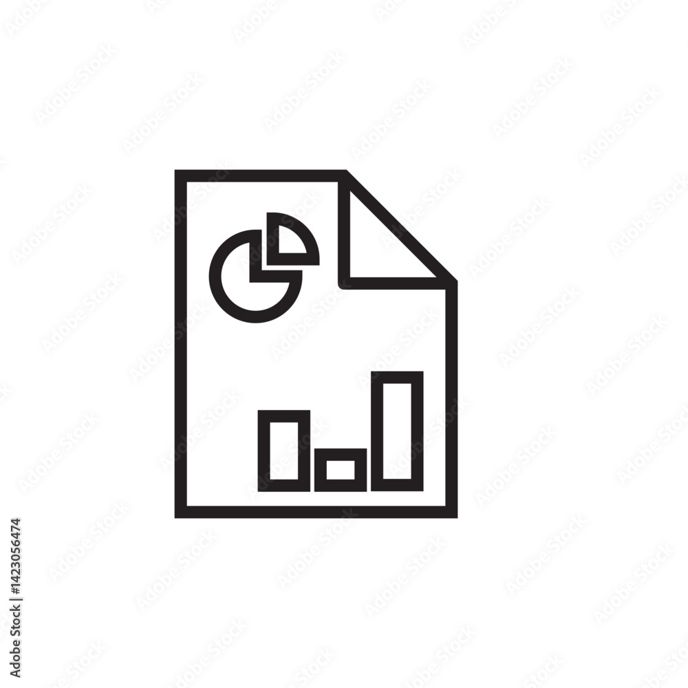 Poster pie chart bar graph document icon editable outline stroke vector eps