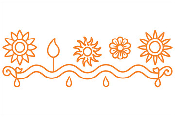 summer border design with one open side, ideal for stationery or journal pages