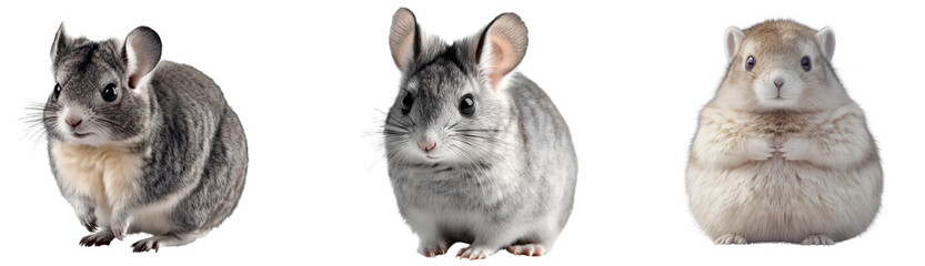Set of Chinchilla, transparent background