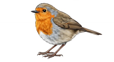 Fototapeta premium Charming detailed bird illustration brown orange small bird digital artwork