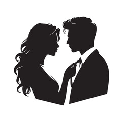 Couple looking each other silhouette vector illustration
