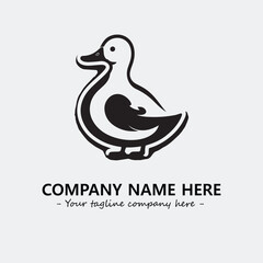 Duck illustration black and white for logo company vector image
