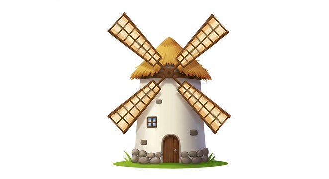 Charming windmill illustration fairytale rural countryside agriculture energy