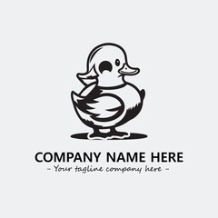 Duck illustration black and white for logo company vector image
