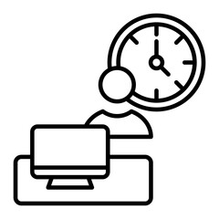 Working Hours Outline Icon Vector Illustration