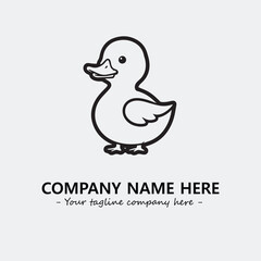 Duck illustration black and white for logo company vector image
