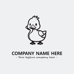 Duck illustration black and white for logo company vector image
