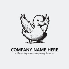 Duck illustration black and white for logo company vector image

