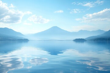 Lake View with Mountain and Clouds