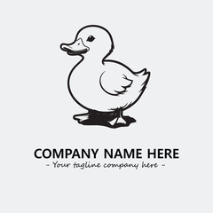 Duck illustration black and white for logo company vector image
