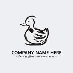 Duck illustration black and white for logo company vector image
