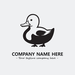 Duck illustration black and white for logo company vector image
