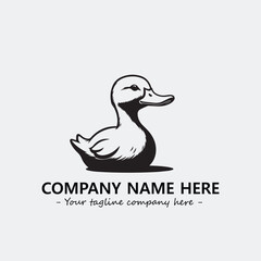 Duck illustration black and white for logo company vector image
