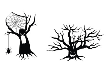 Halloween Tree Silhouette Vector Art

