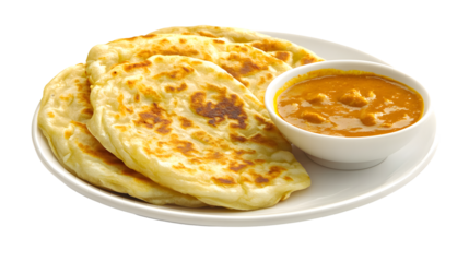 Golden brown flatbreads with creamy curry delicious food photography