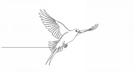 Fototapeta premium Elegant line art bird in flight minimalist graphic design
