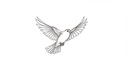 Fototapeta premium Elegant minimalist line art bird in flight graphic design element