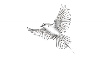 Graceful bird in flight pencil sketch elegant avian illustration for design