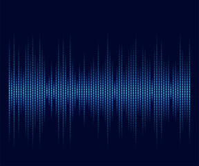 Sound wave equalizer on blue background. Vector illustration. Sketch for creativity.
