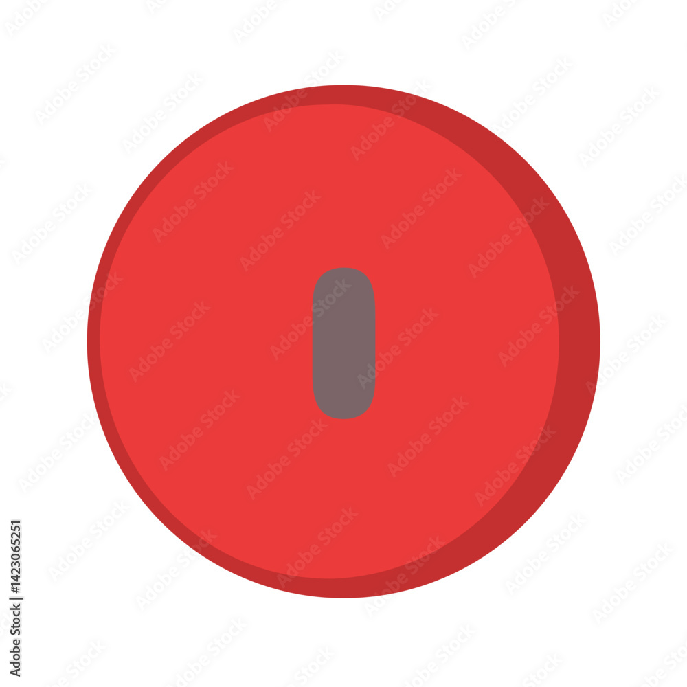 Poster red record button icon in flat minimal style