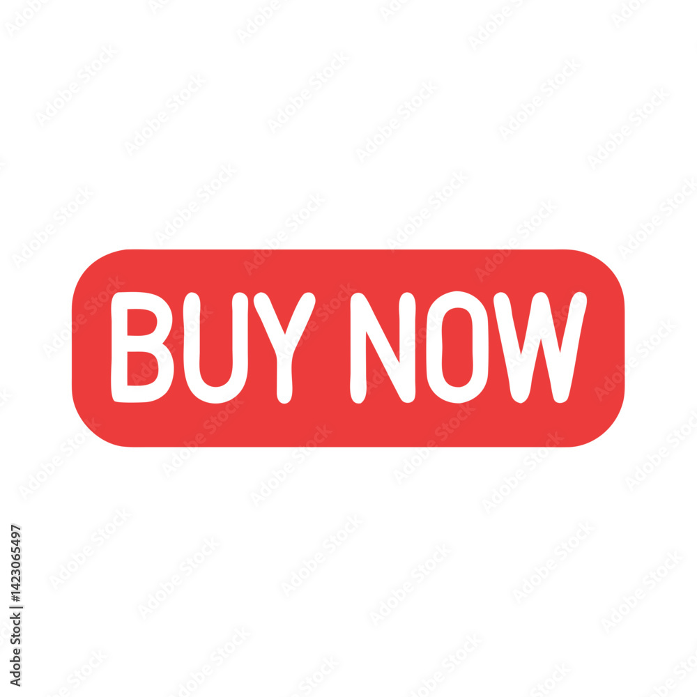 Poster buy now red button in flat rectangular design