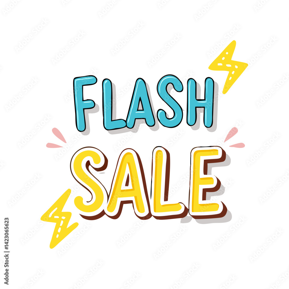 Poster flash sale colorful text with lightning elements