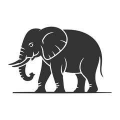 An elephant vector illustration depicts a large gray mammal isolated on white background.