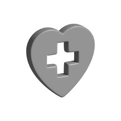 3d heart with medicine symbol