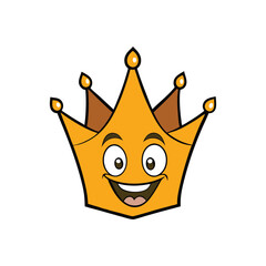 happy crown mascot logo vector art