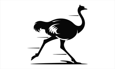 Obraz premium Ostrich Silhouette Black Bird Running