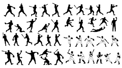 Baseball player silhouettes