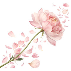 Naklejka premium Semi-transparent watercolor peony petals drifting gently in the breeze