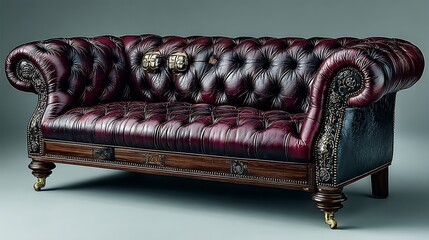 Vintage Leather Sofa Studio Shot