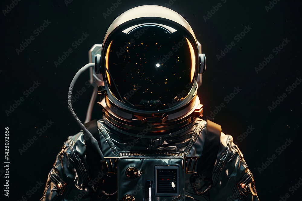 Poster image of man in a protective spacesuit made generative ai