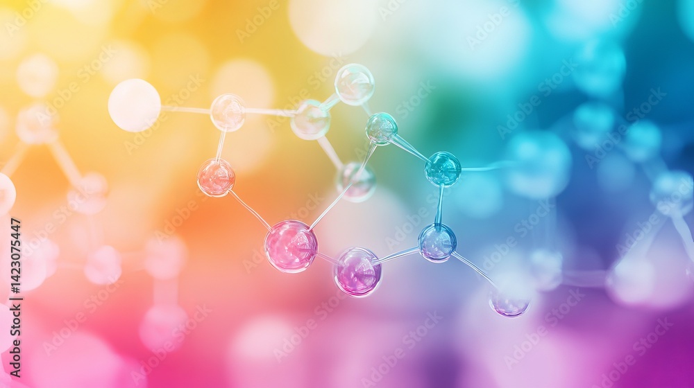 Poster abstract colorful molecular structure science background image art link cell atoms bonds macro desig