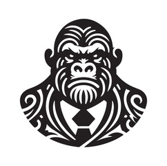 Creative And Strong Gorilla Logo silhouette vector illustration