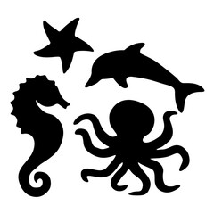 Silhouette Of Sea Creatures