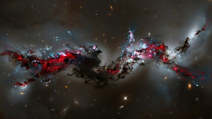 Cosmic dance of interacting galaxies with vibrant nebulous arms displayed