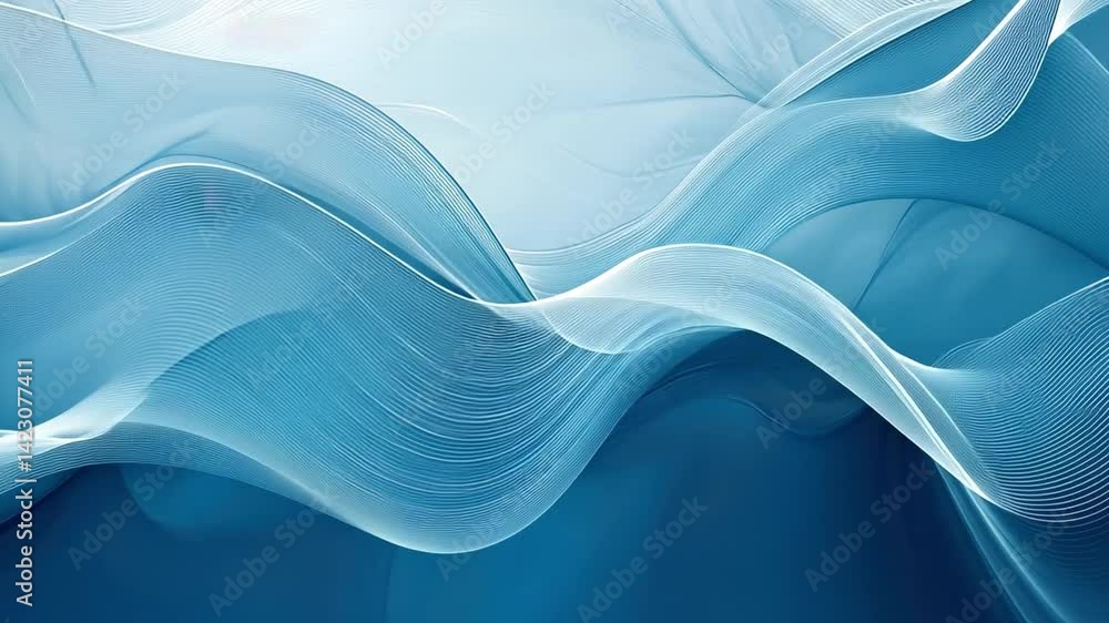Poster serene abstract design soft, smooth waves of blue fabric create calming background with fluid textur