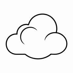 Cloud single line art, vector on white background.