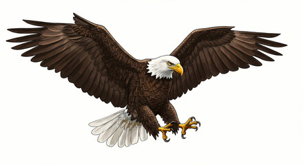Fototapeta premium Eagle Flying with Wings Spread Illustration