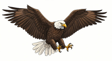 Obraz premium Eagle Flying with Wings Spread Wide Open