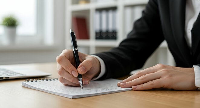 Reviewing financial or business documents. A stack of paperwork lies on the table