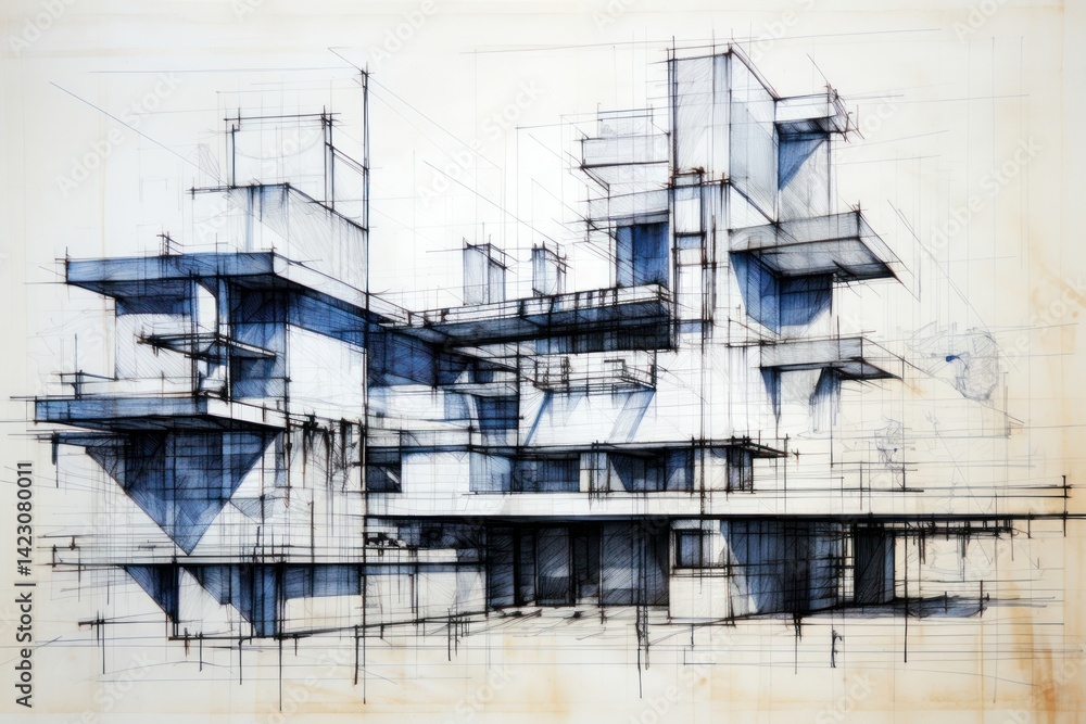 Poster sketch architecture drawing line.