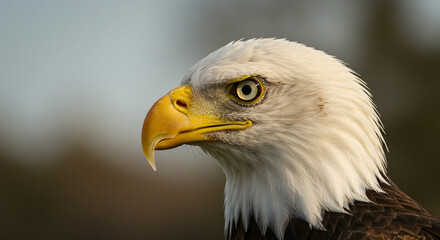 Fototapeta premium Eagle Portrait Close-up with Sharp Focus and Detailed Feathers