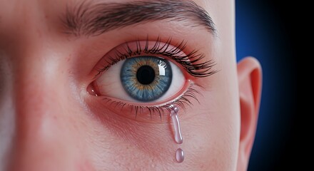 Crying Eye Closeup with Teardrops Illustration